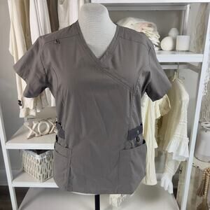 Medgear women's size XL pewter scrub top, Nursing, medical, veterinary #3038